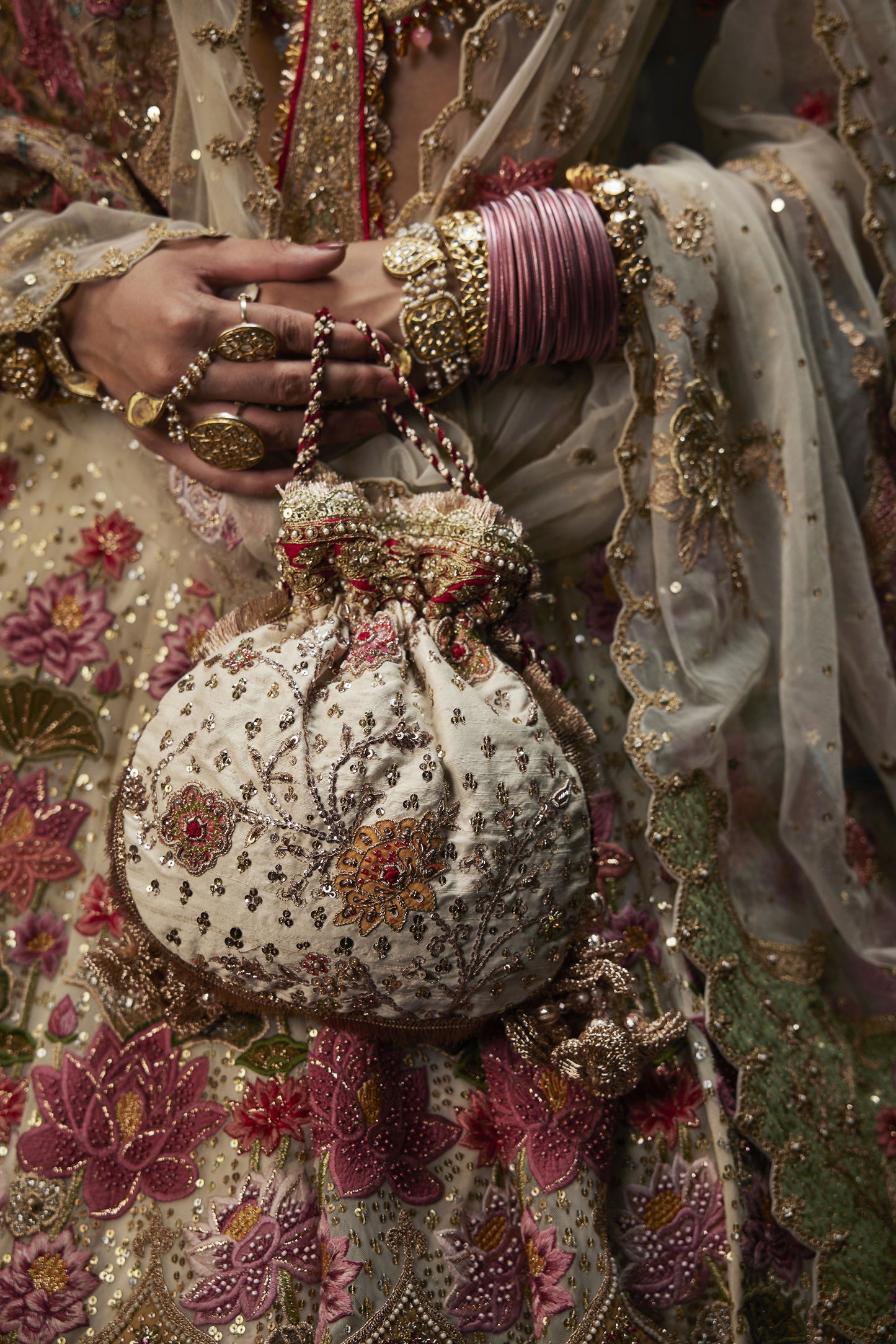 Ivory Lotus Blossom Lehenga