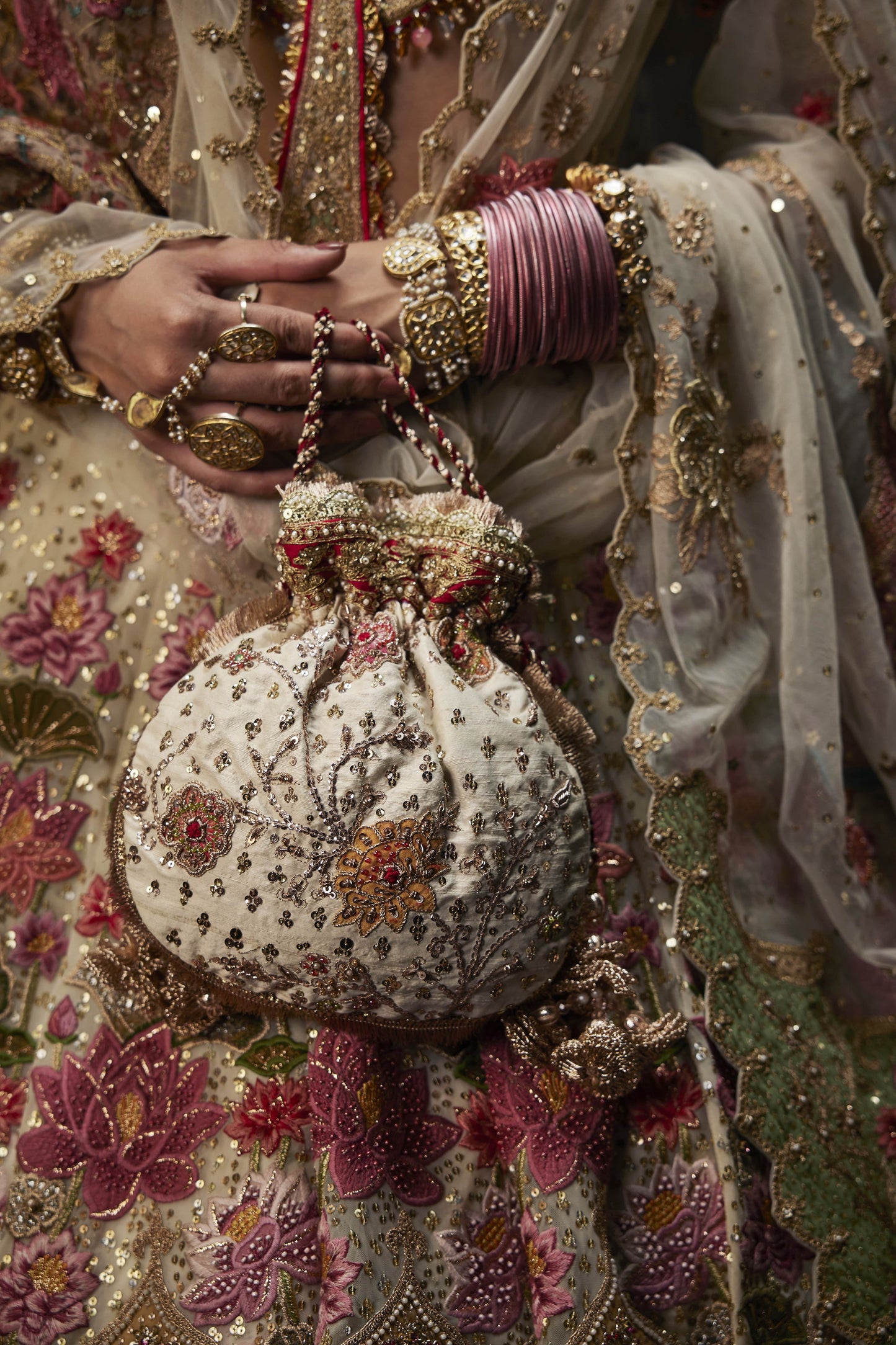 Ivory Lotus Blossom Lehenga