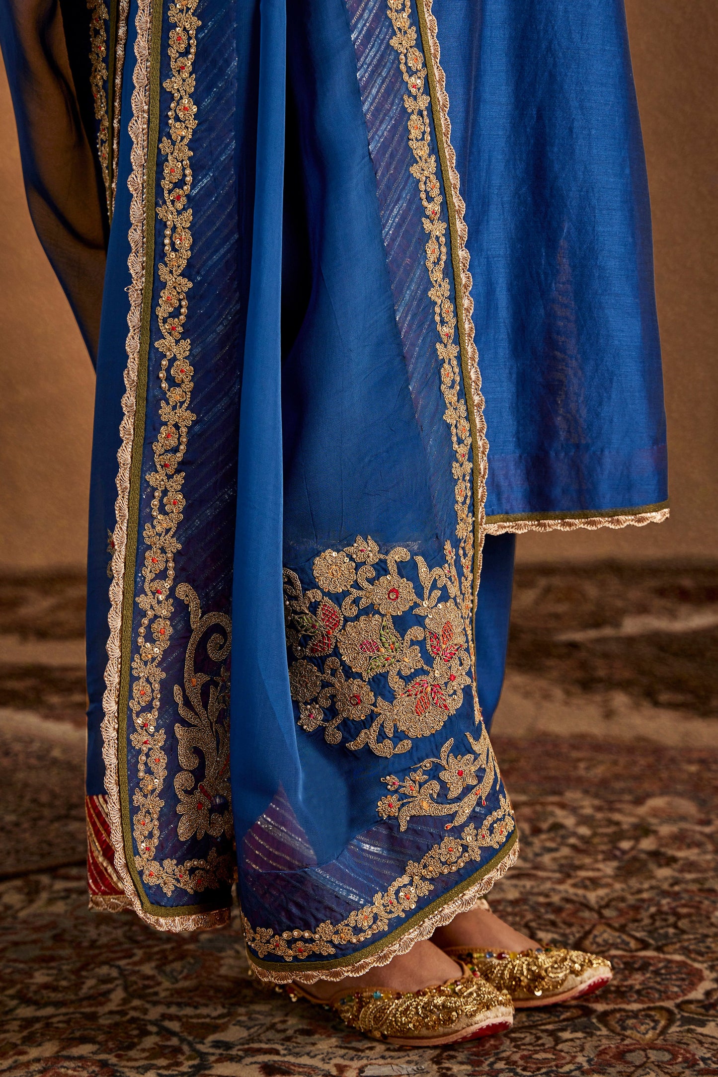 Deep Blue Floral Kurta Set