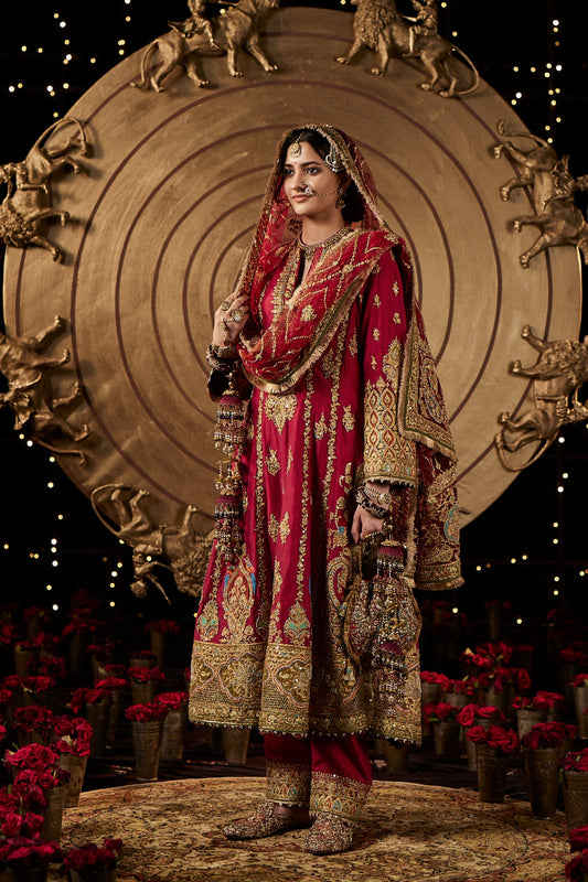 Rani Pink Tulle Kalidar Kurta Set