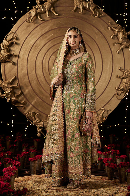 Pistachio Green Tulle Kalidar Kurta Set