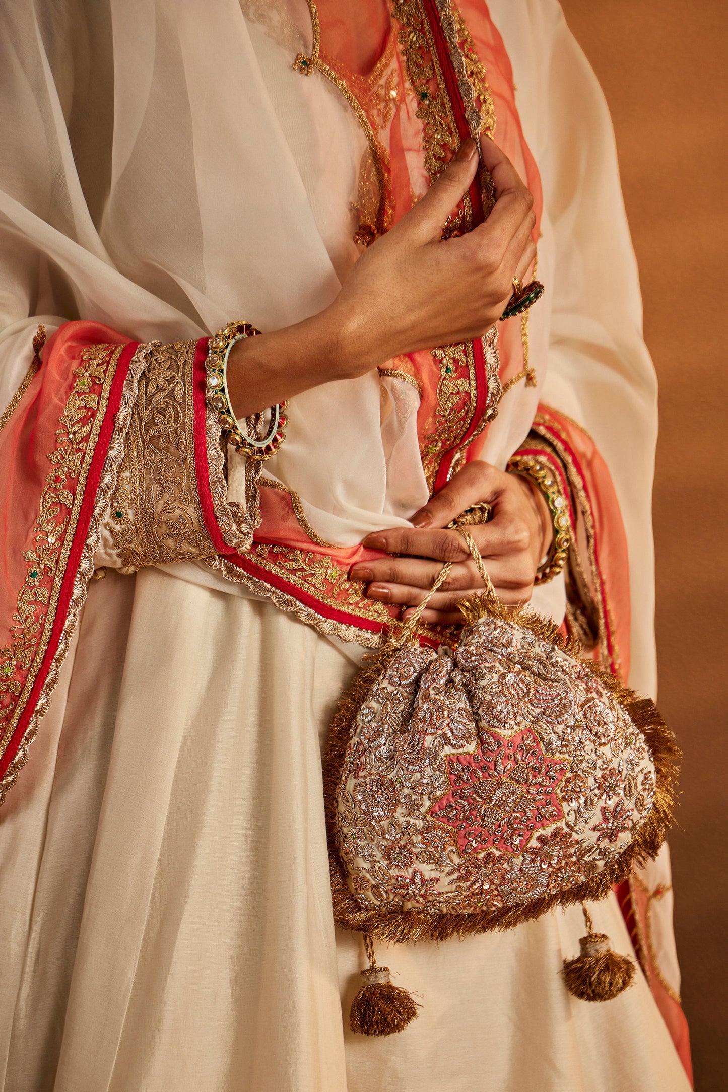 Ivory Peacock Sharara Set