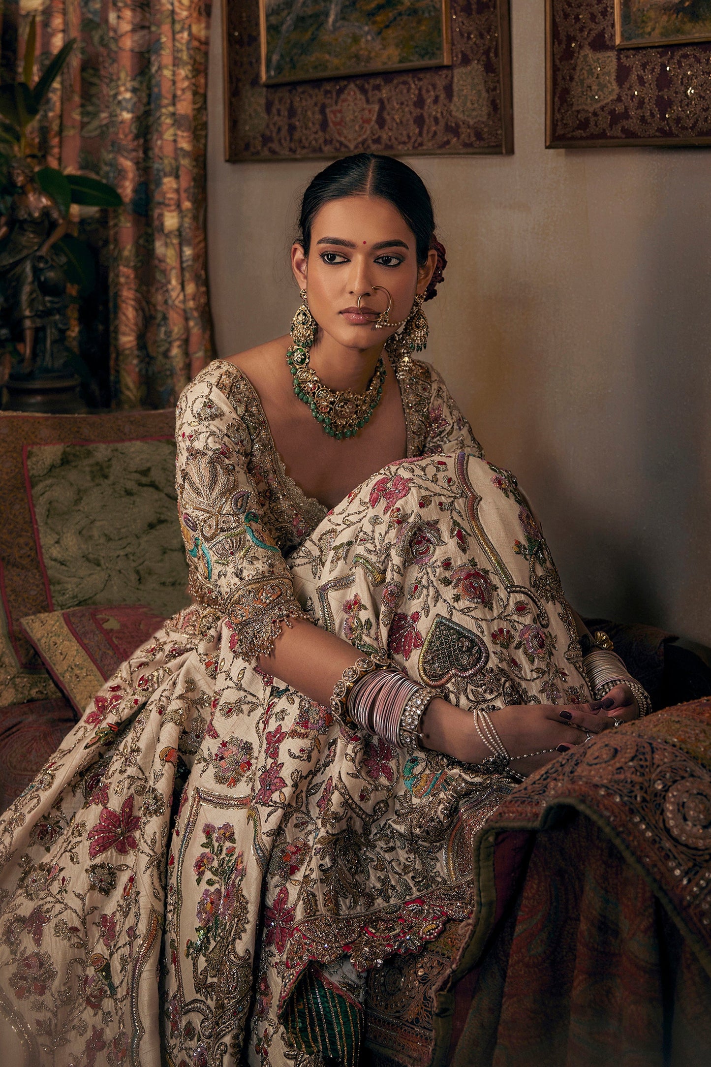 Earthy Ivory Floral Lehenga