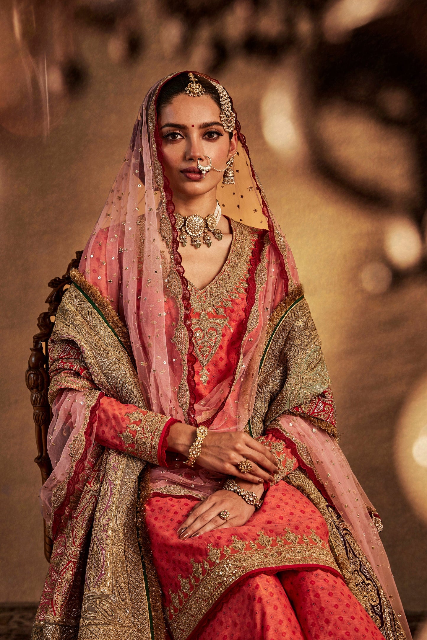 Coral Peach Sharara Set
