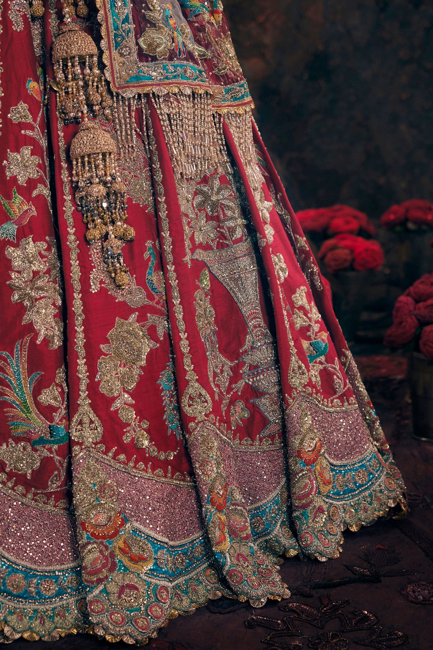 Red Kashmiri Paisley Lehenga