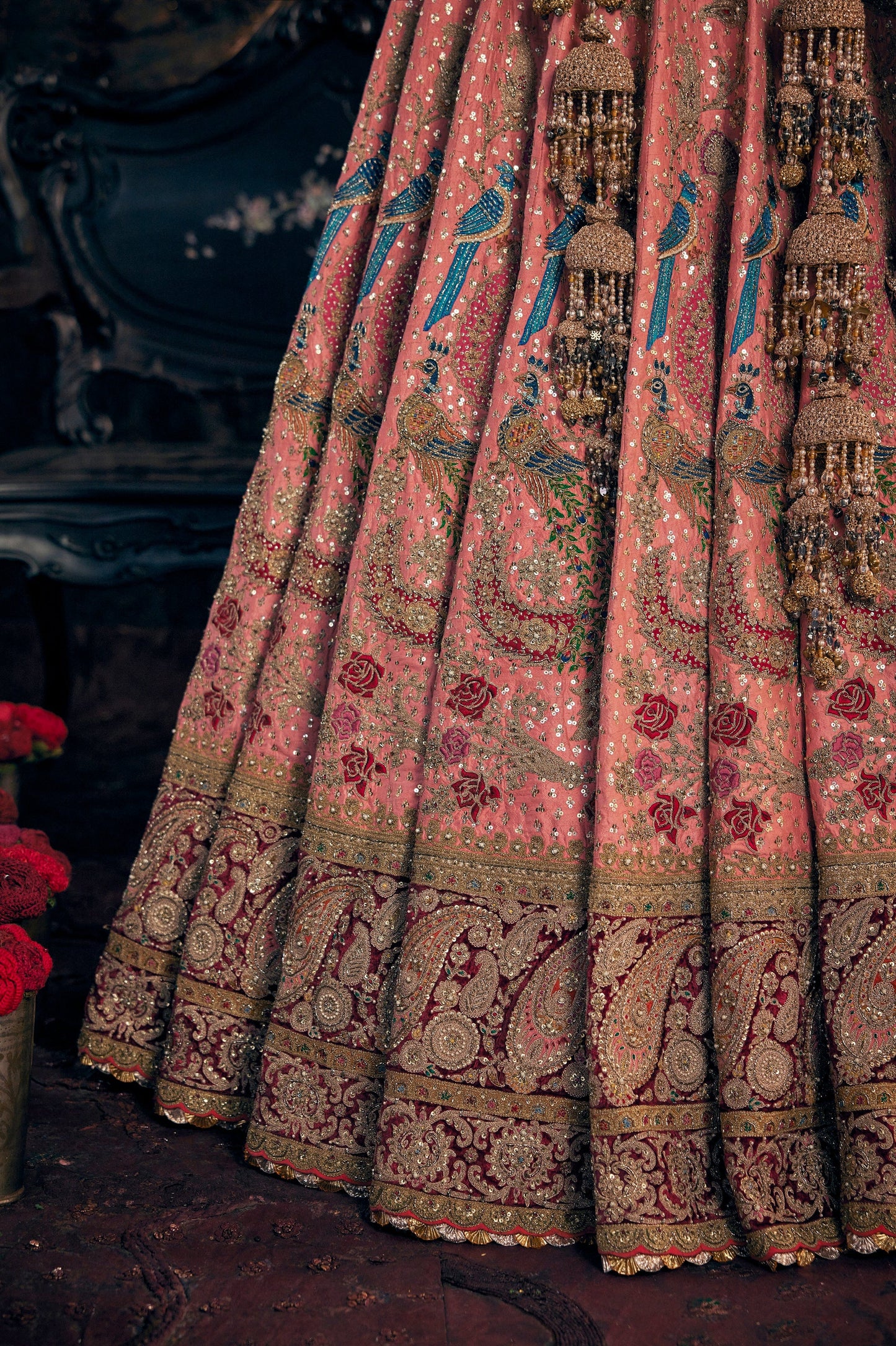 Blush Peach Avian Lehenga
