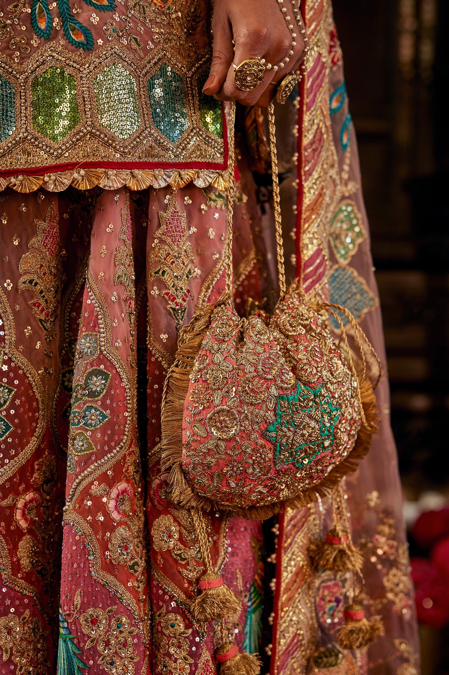 Peach Pink Kurti-Sharara