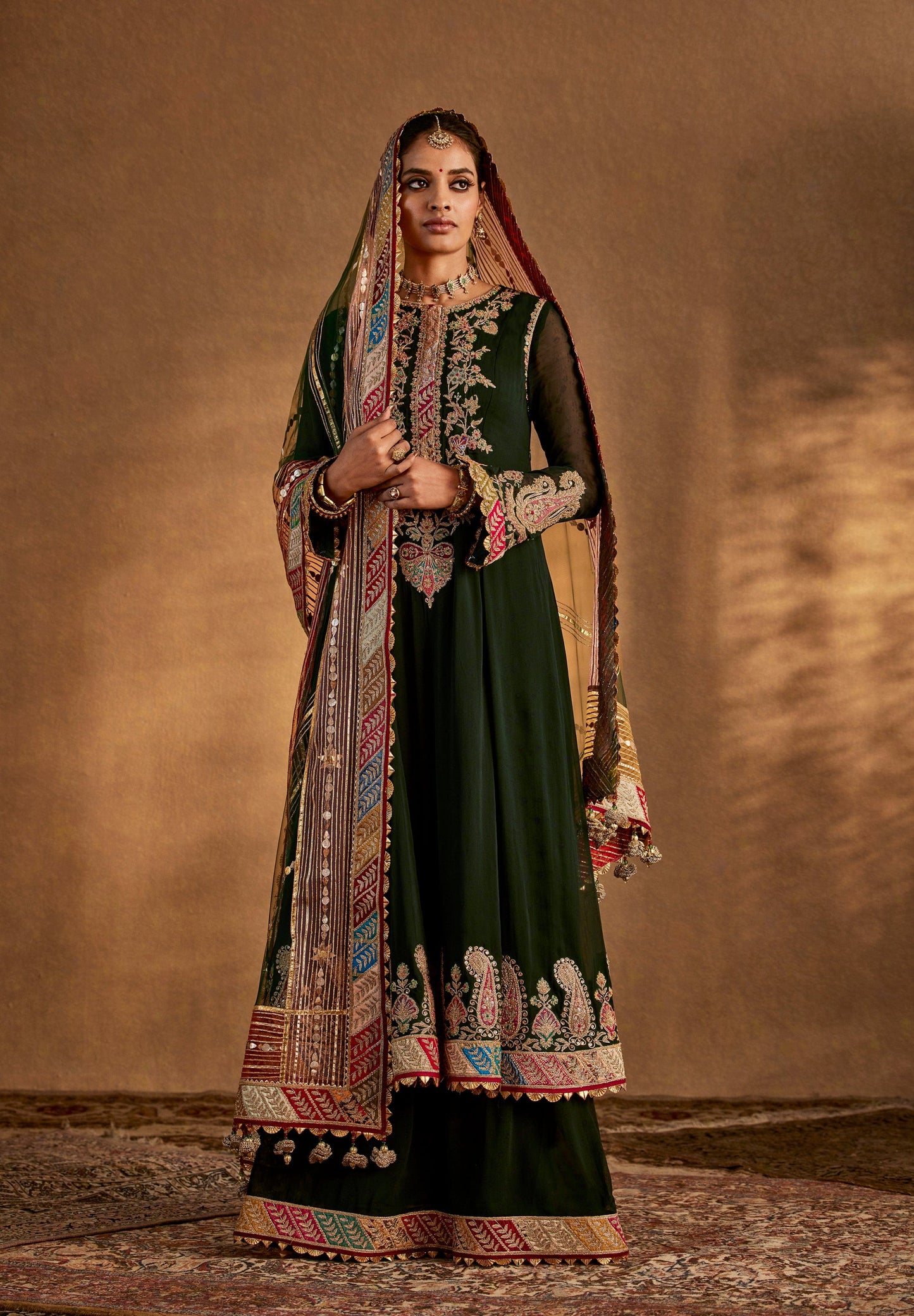 Deep Green Kurta-Sharara Set