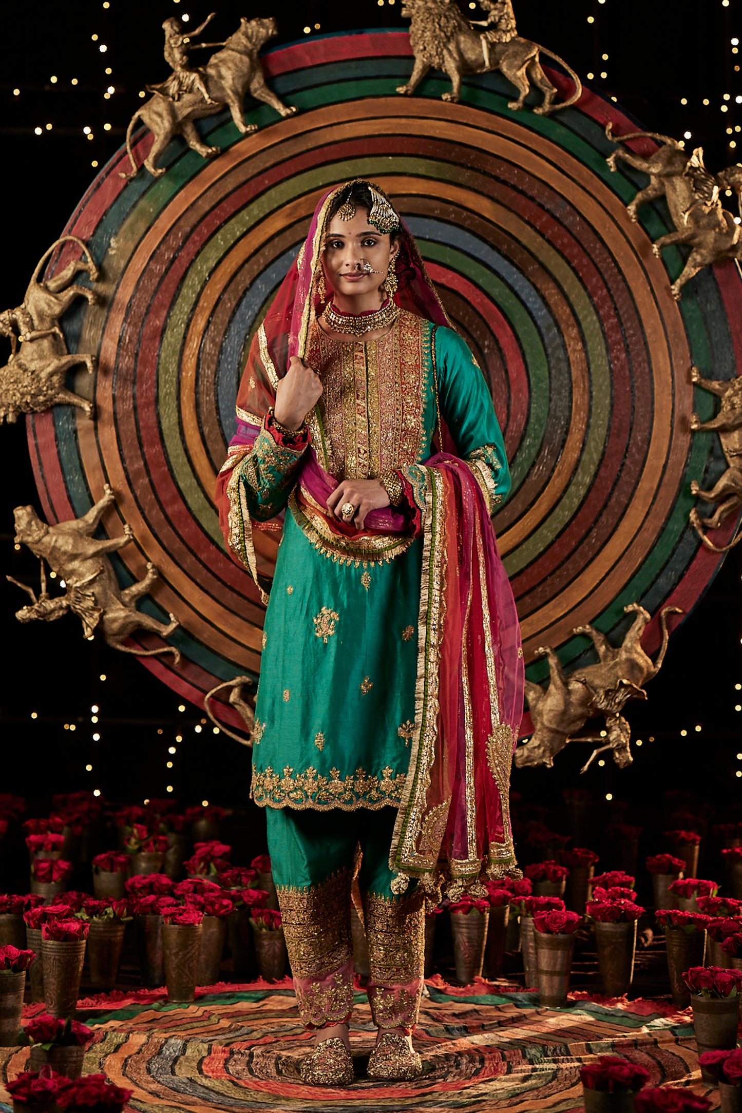 Teal Green Silk Kurta