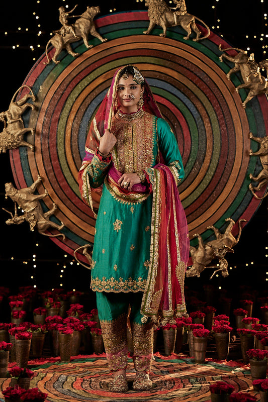 Teal Green Silk Kurta