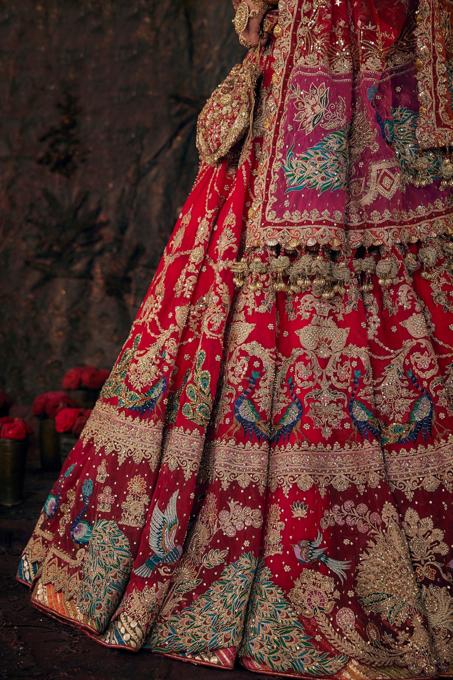 Scarlet Red Floral Lehenga