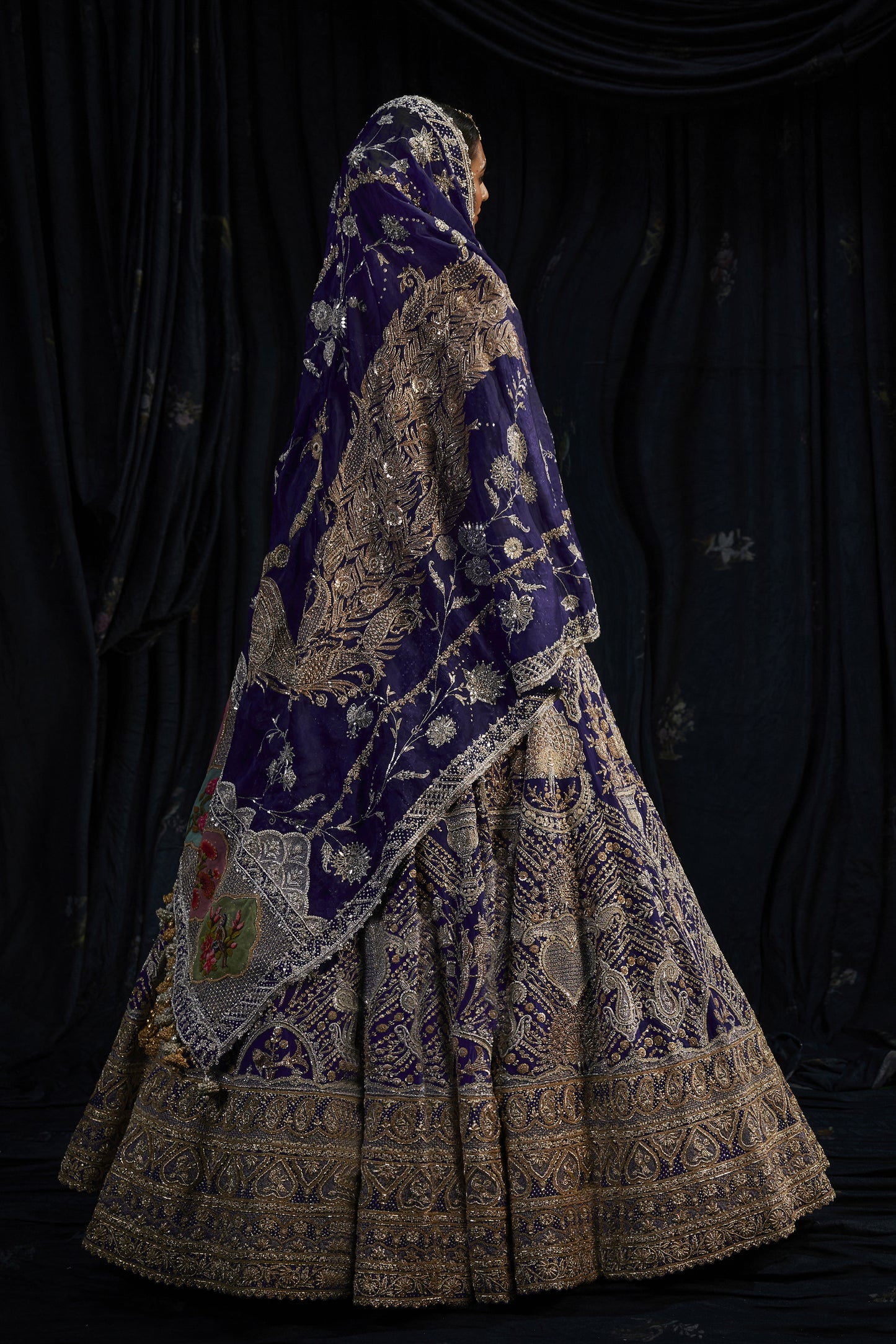 Deep Blue Silk Lehenga
