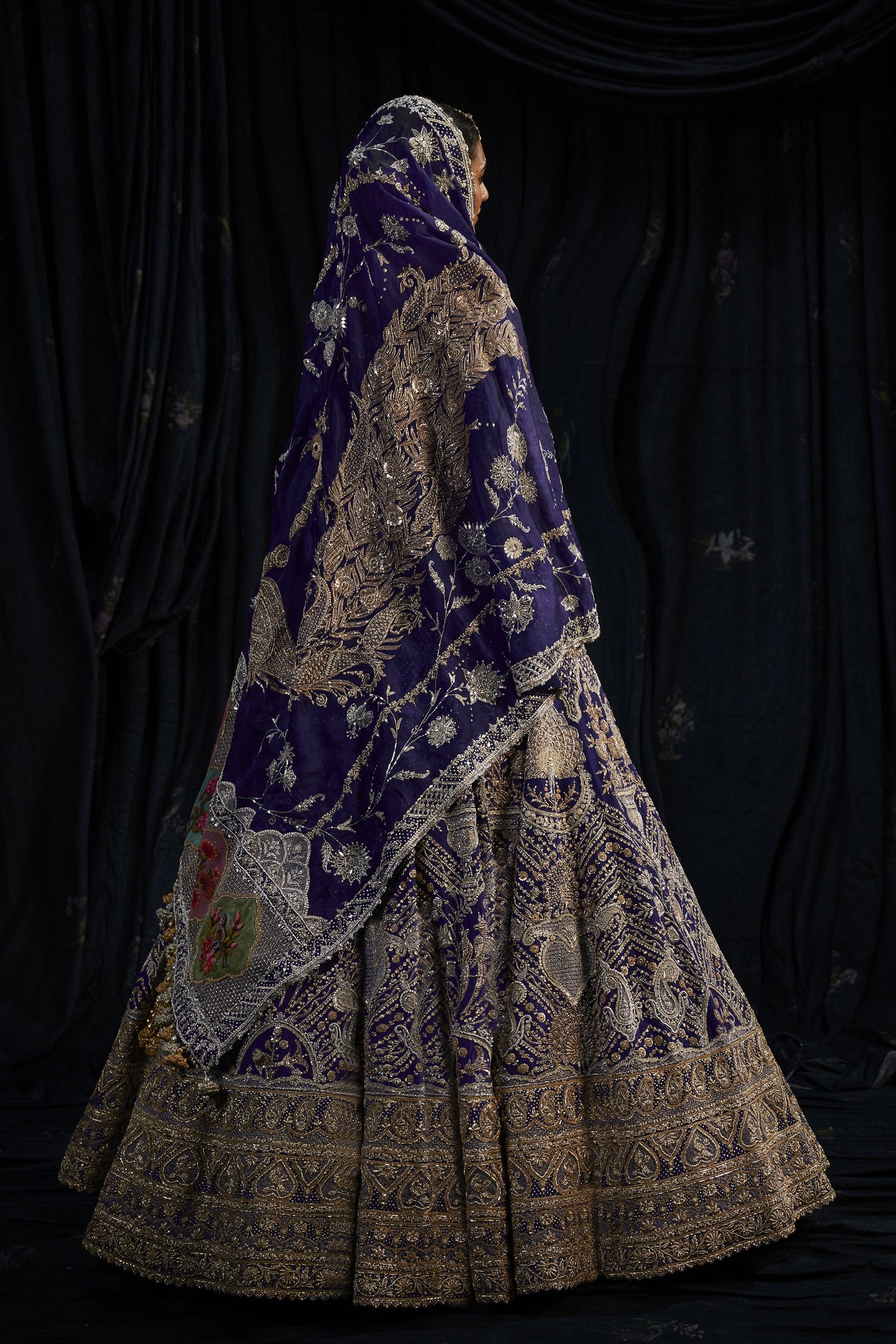 Deep Blue Silk Lehenga