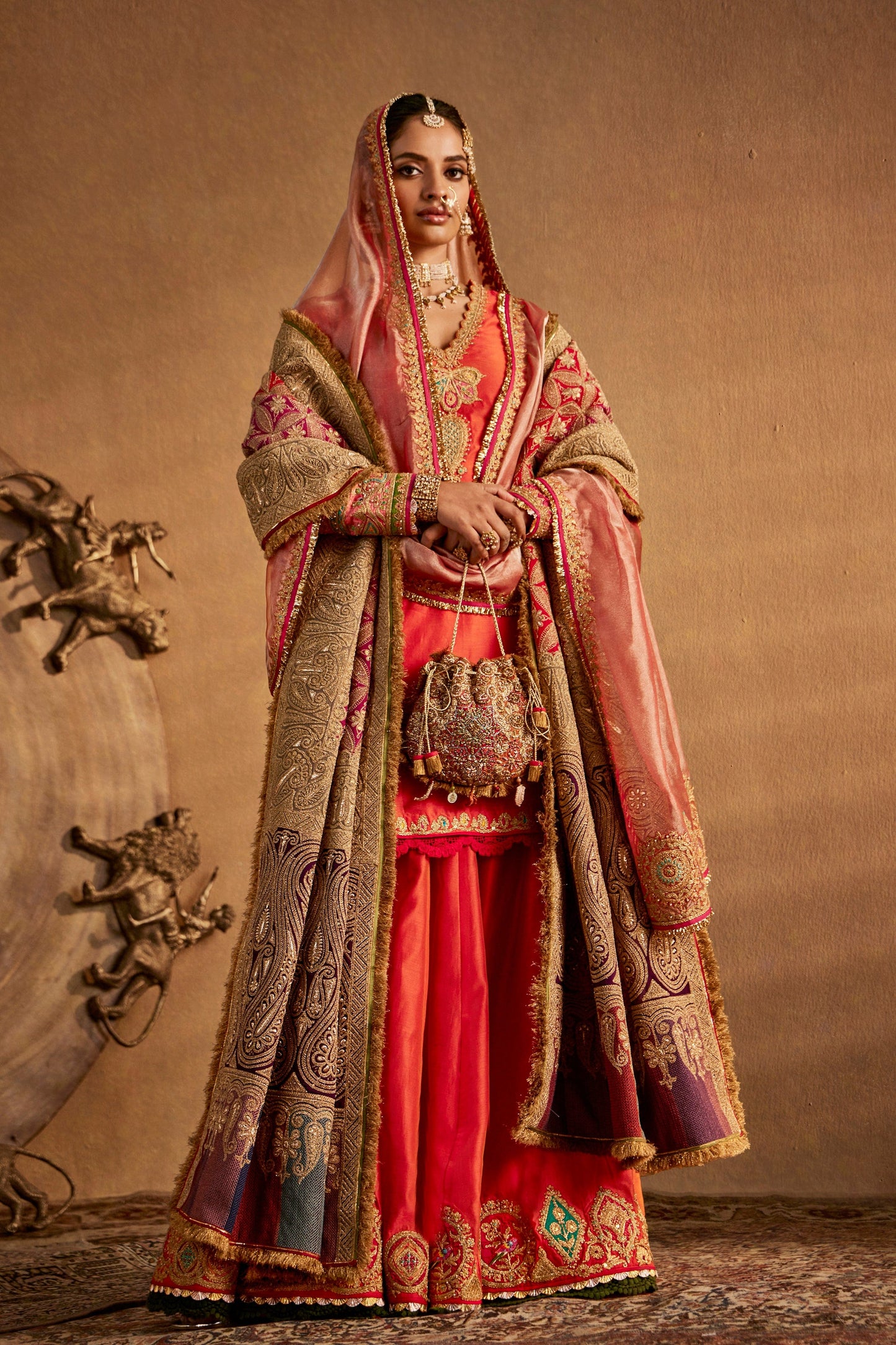Peach Amber Sharara Set