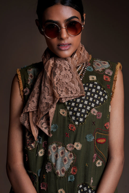 Olive Wanderer Patchscape Dress