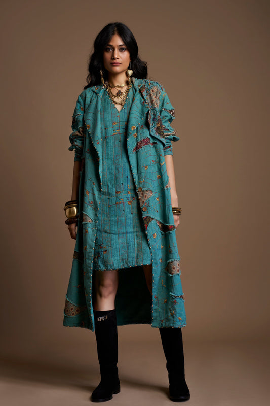 Teal Patina Sunflower Trench