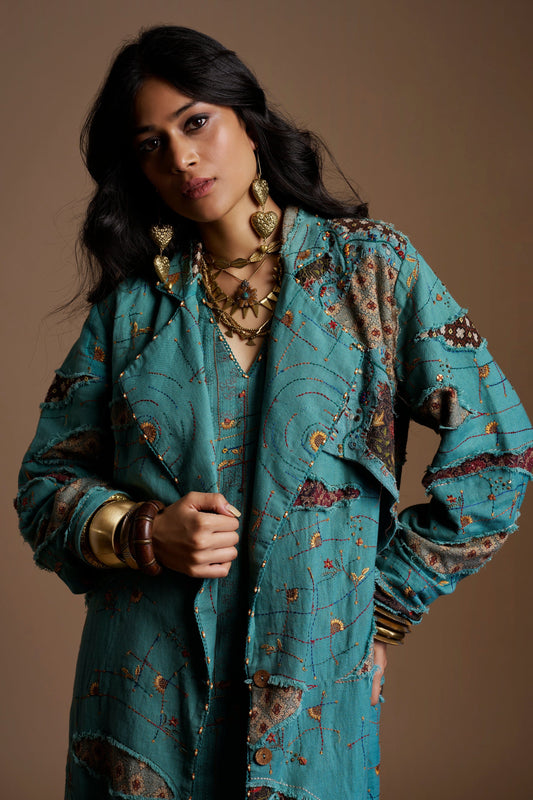 Teal Patina Sunflower Trench