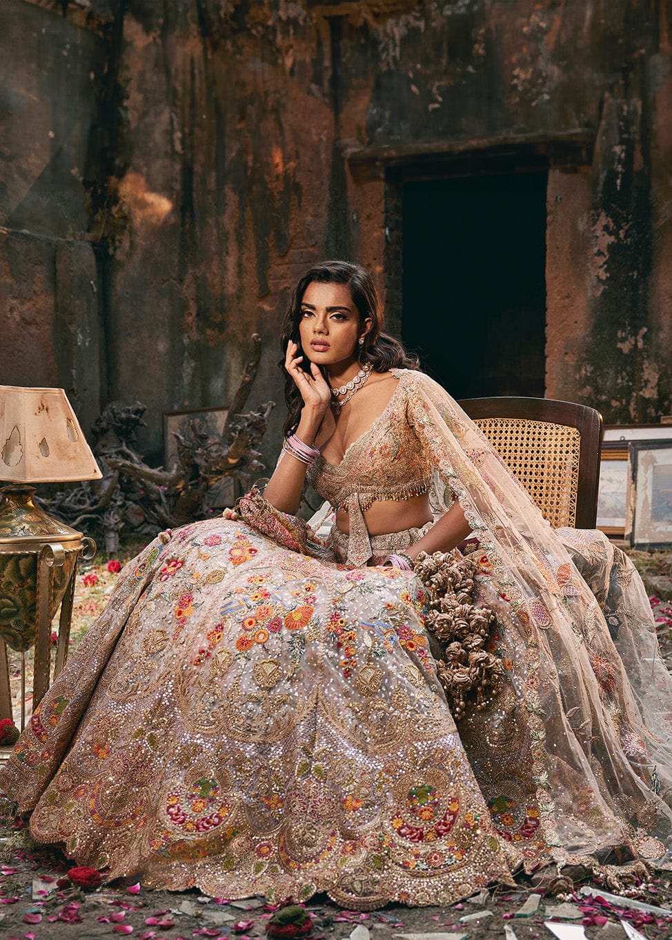 Pale Birch Hued Victorian Lehenga