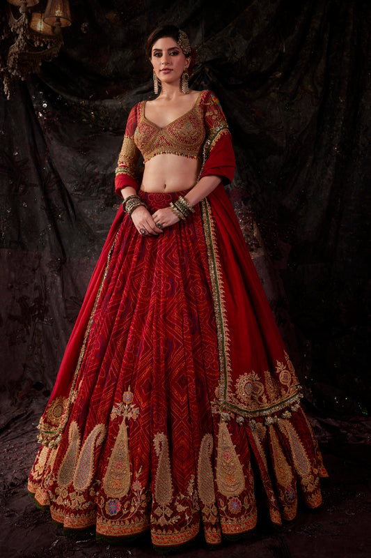 Wine Maroon Georgette Lehenga