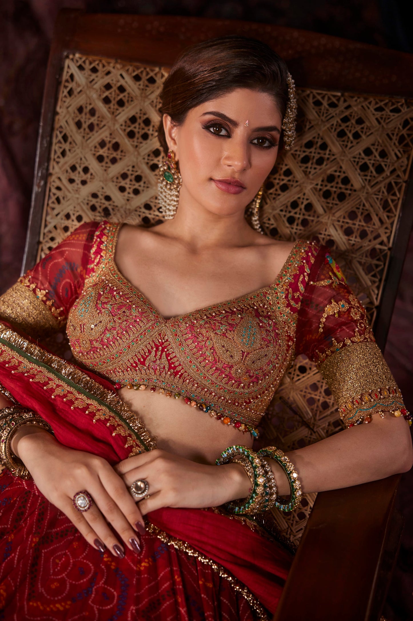 Wine Maroon Georgette Lehenga