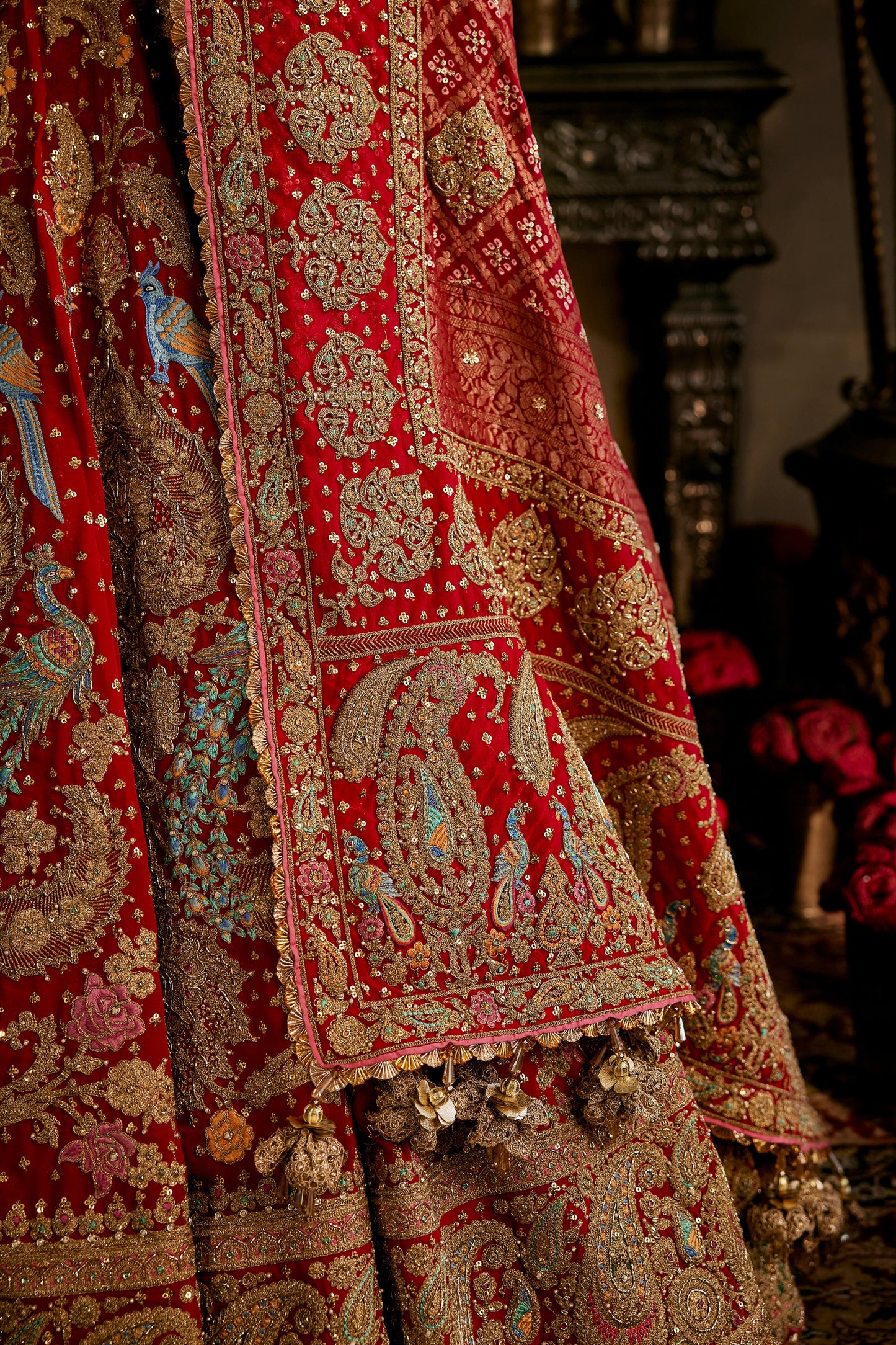 Red Vintage Persian Lehenga
