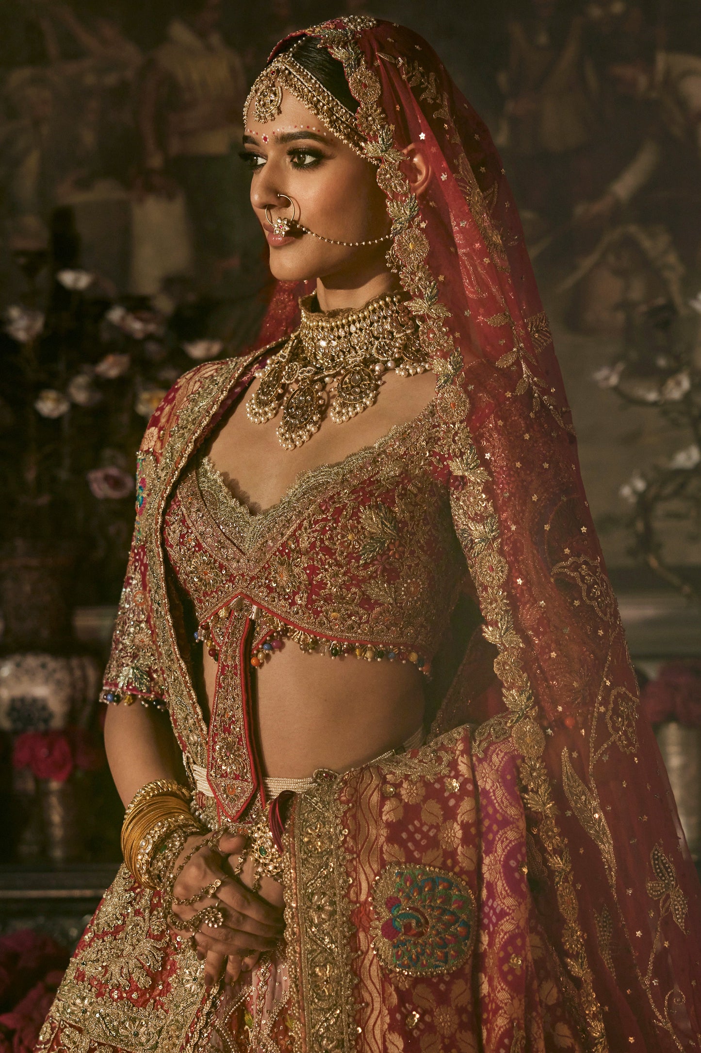 Deep Red Vintage Lehenga
