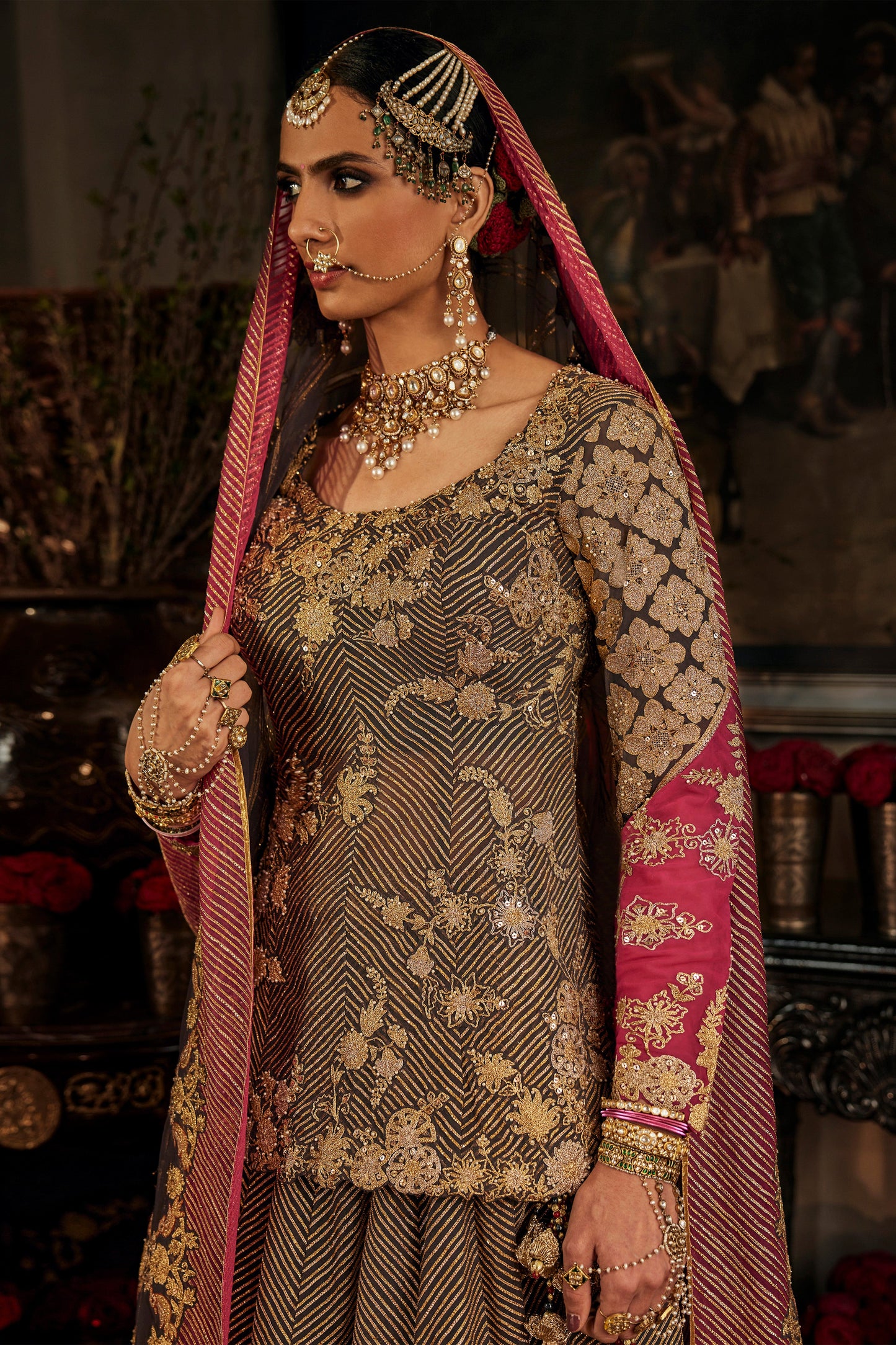 Charcoal Grey Tulle Lehenga