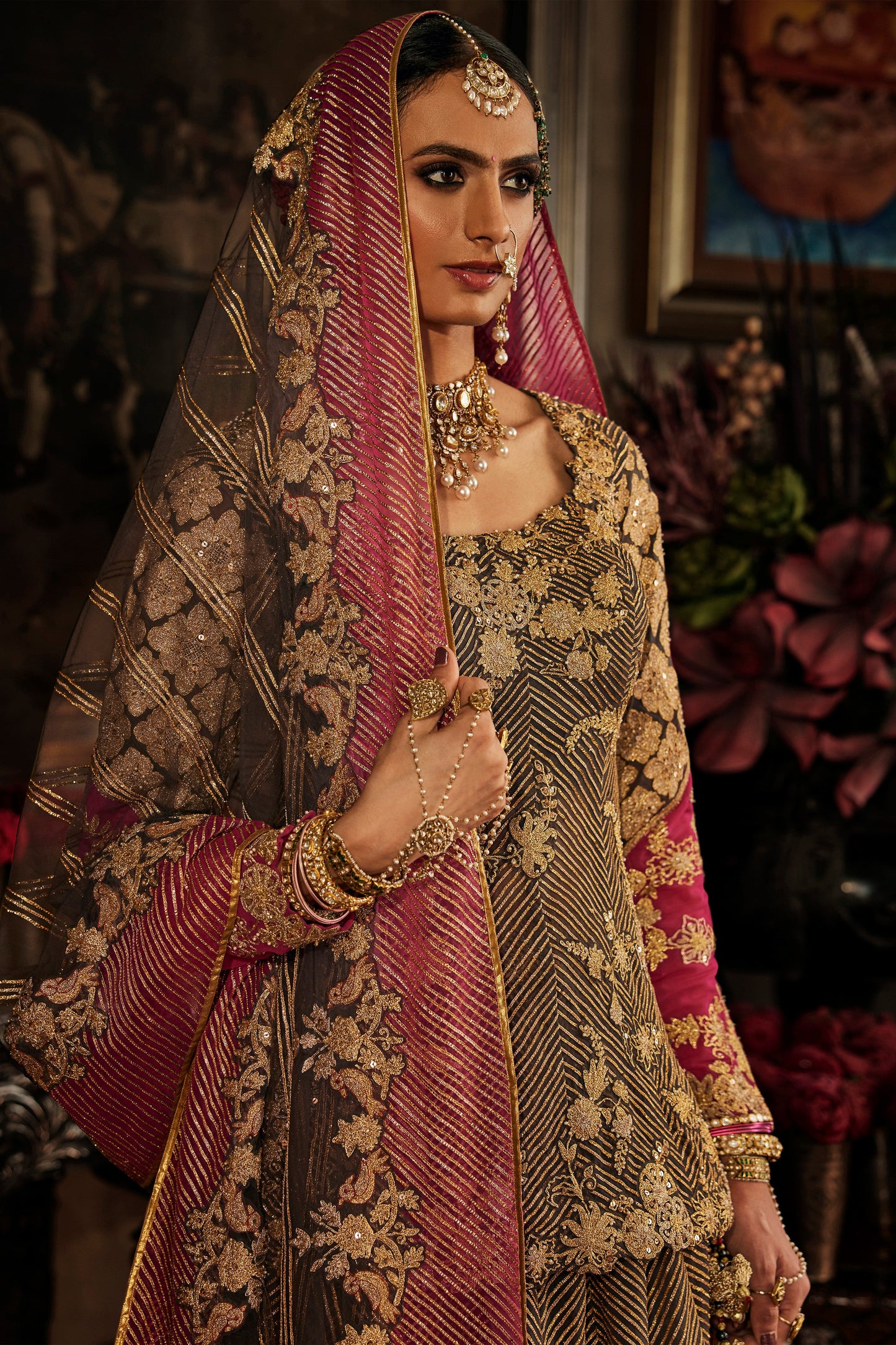 Charcoal Grey Tulle Lehenga
