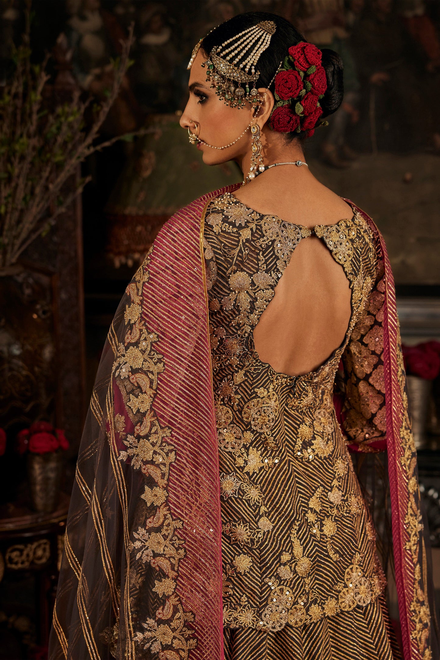 Charcoal Grey Tulle Lehenga