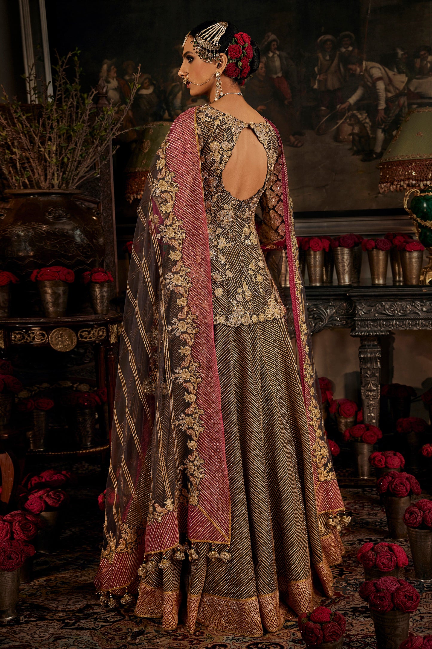 Charcoal Grey Tulle Lehenga
