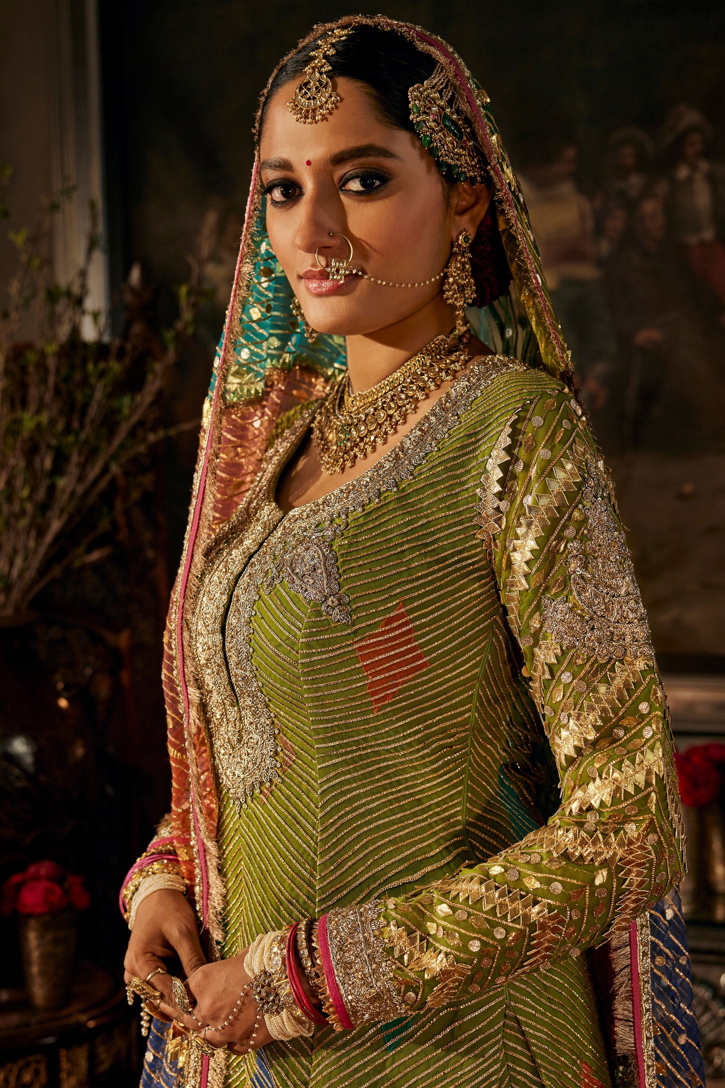 Vivid Green Gota Sharara