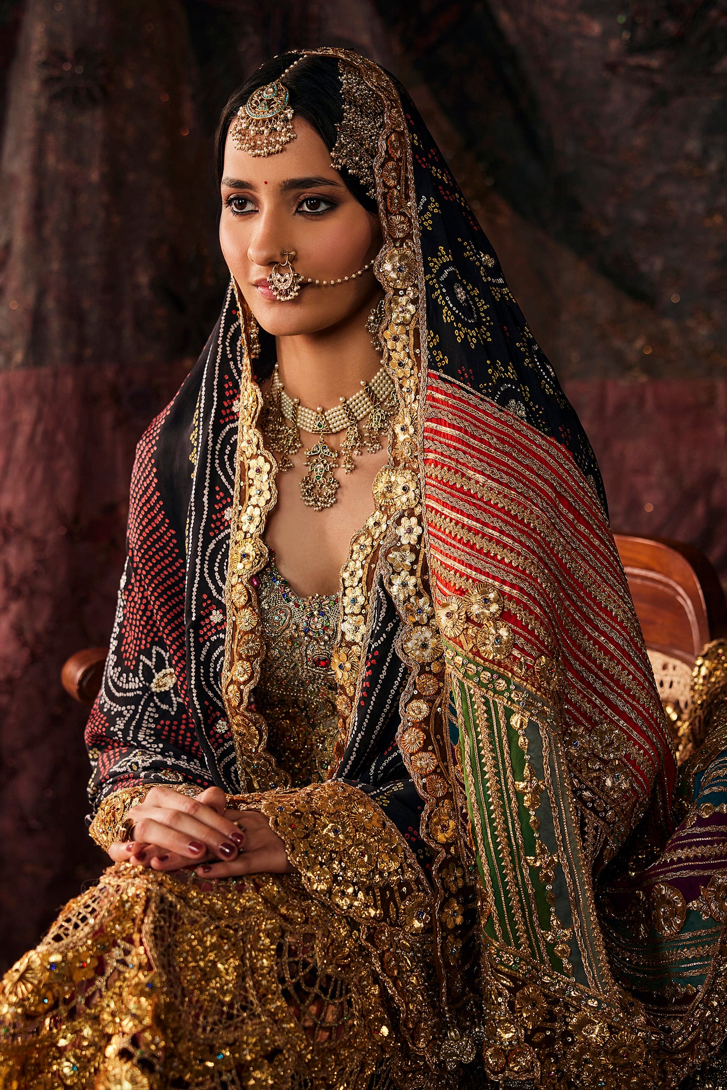 Turquoise Hued Tulle And Silk Kalidar Set