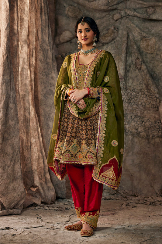 Burnished Brown Kalidar Kurta Set