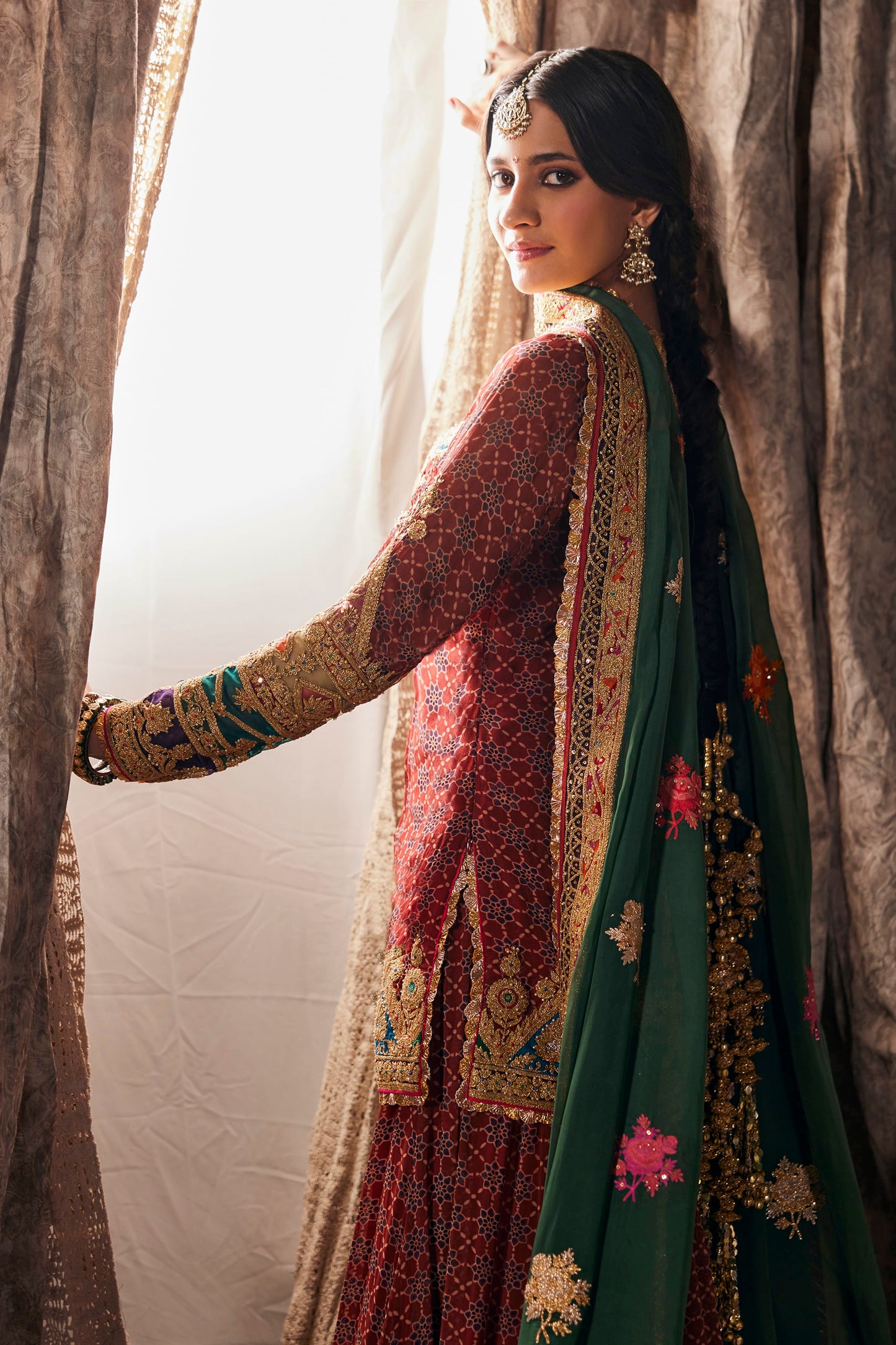Deep Maroon Kurti-Sharara Set