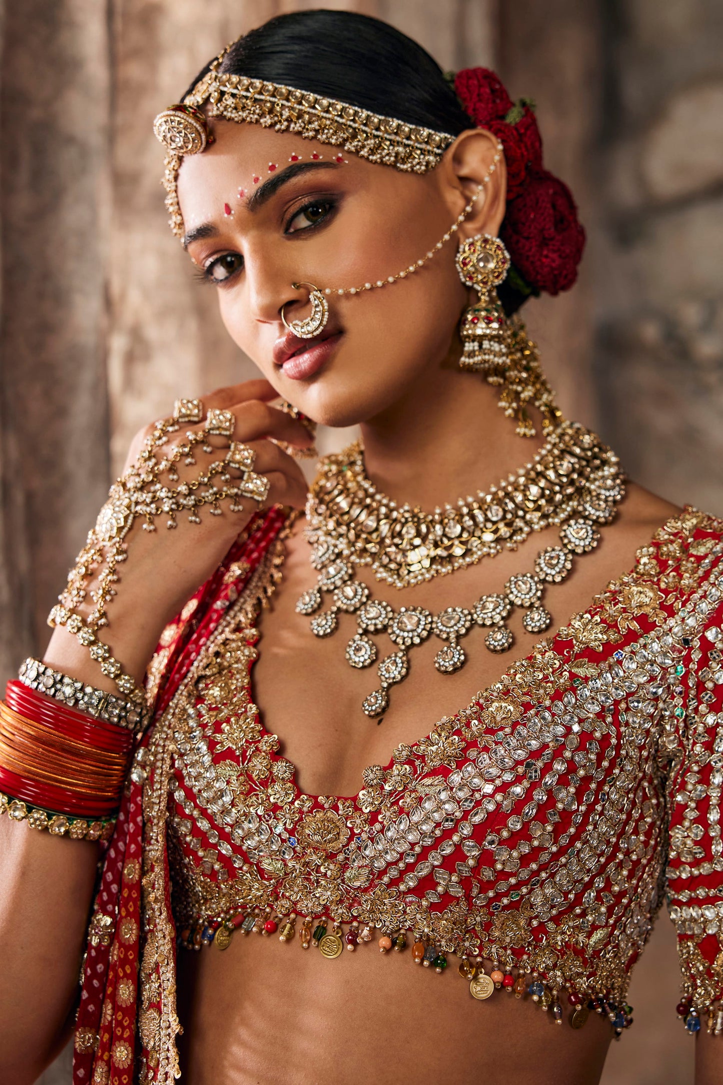 Rust Vermilion Silk Lehenga
