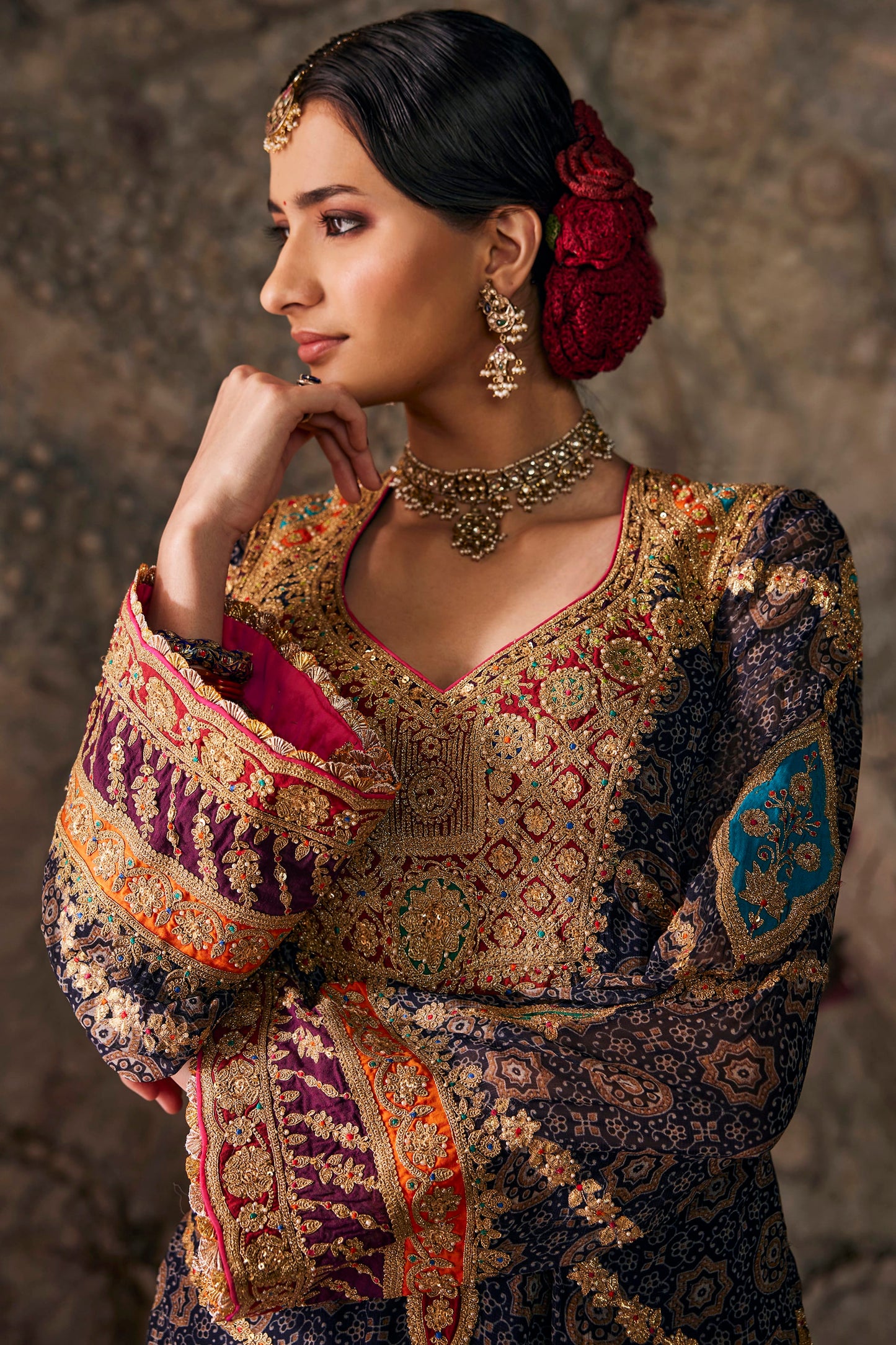 Midnight Blue Embroidered Kurti Set