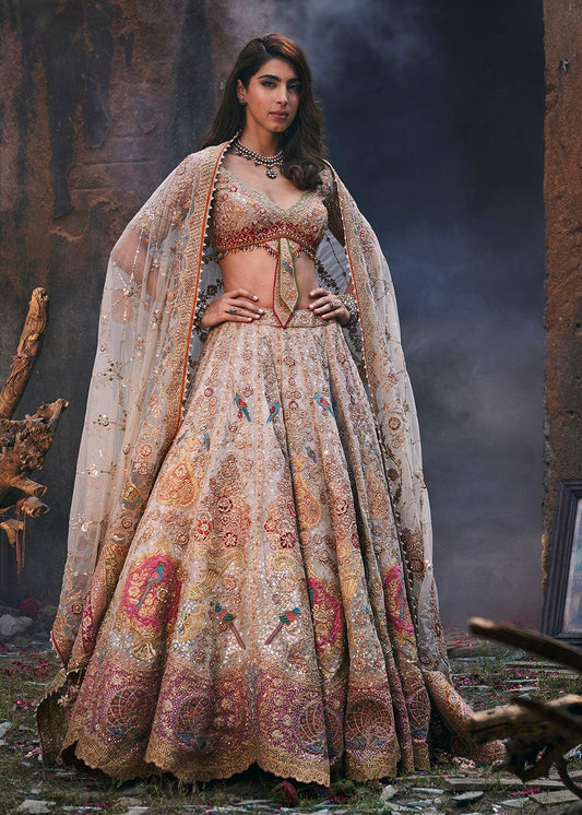 Pale Birch Hued Occidental Textile Lehenga