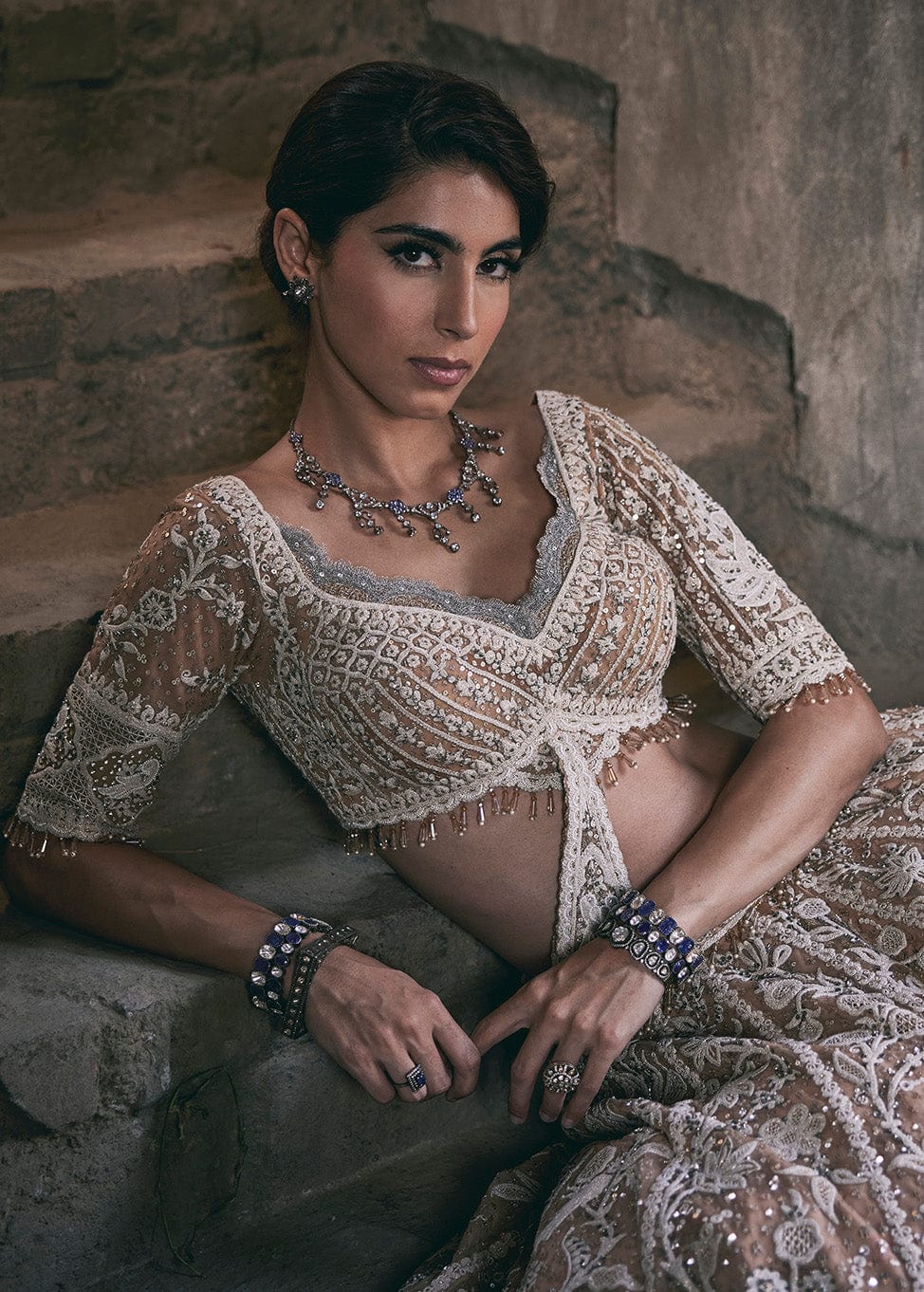 Beige-Ivory Filigree Lehenga