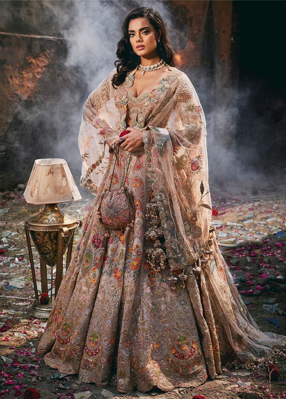 Pale Birch Hued Victorian Lehenga