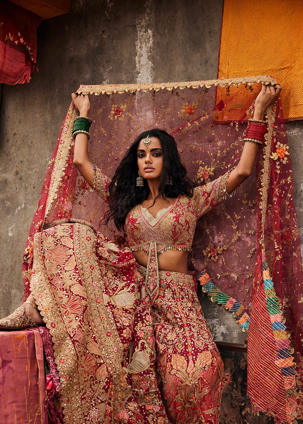 Earthy Maroon Persian Lehenga
