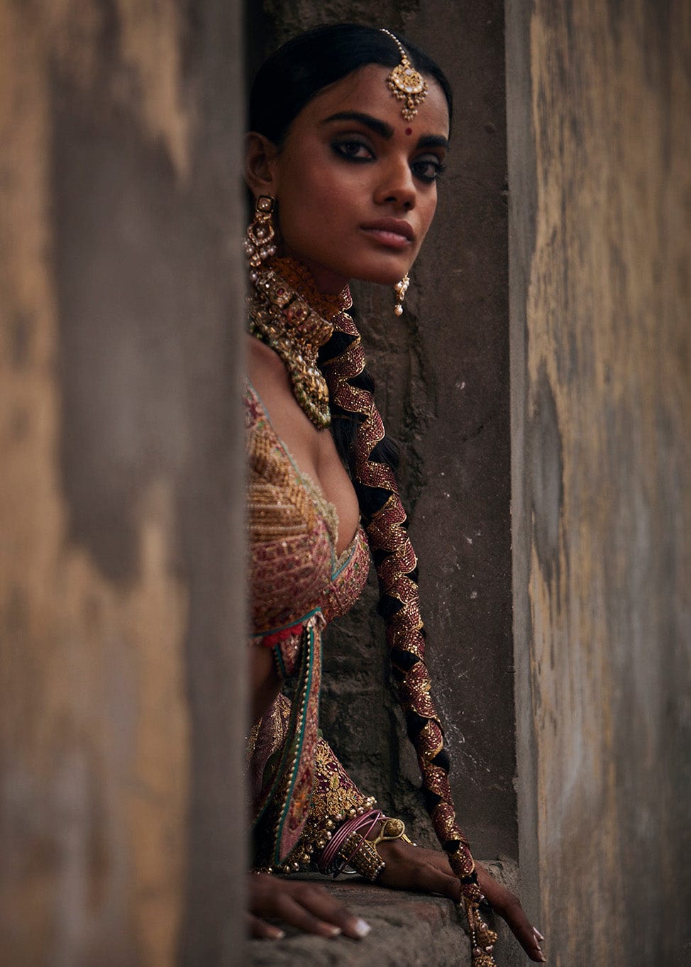 Deep Ruby Pink Vintage Occidental Lehenga