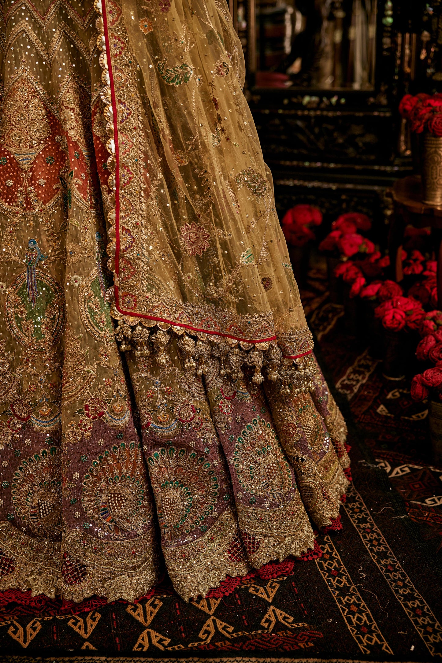 Mustard Gold Tulle Lehenga