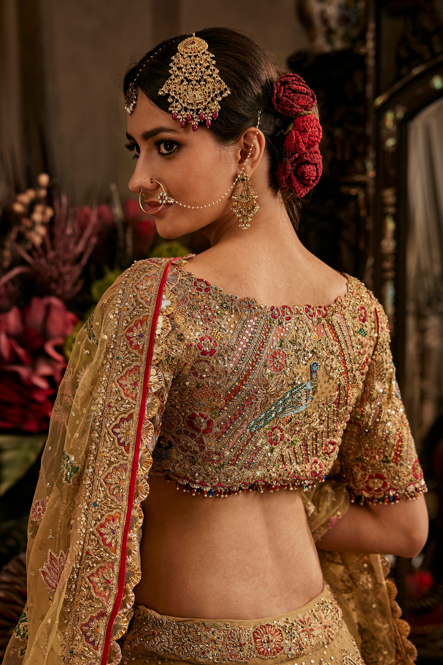 Mustard Gold Tulle Lehenga