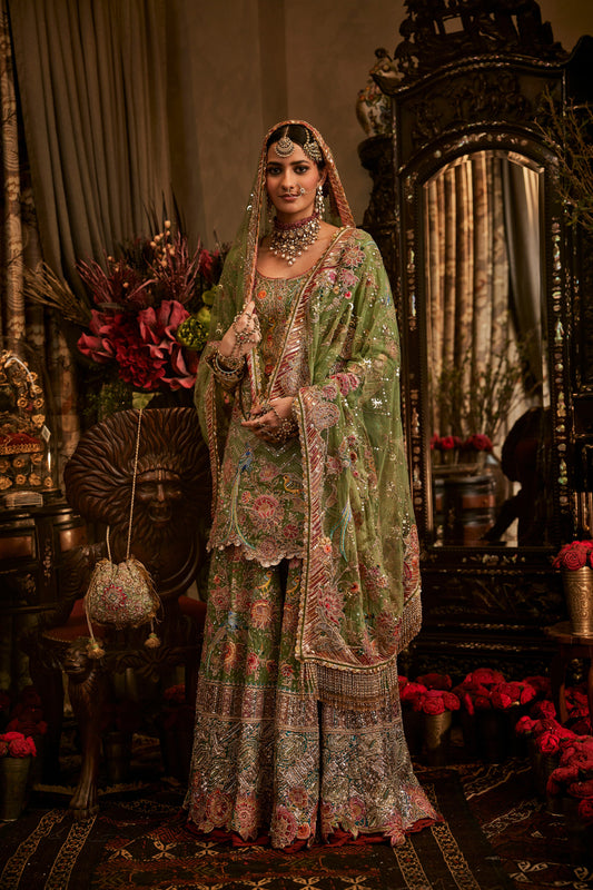 A Seafoam Green Kurti-Sharara