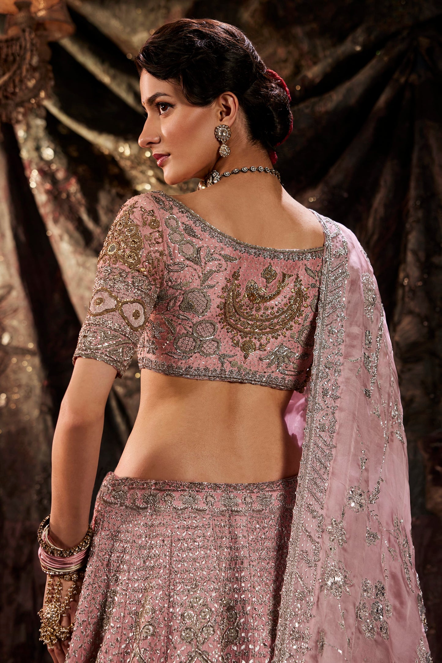 Antique Rose Silk Lehenga