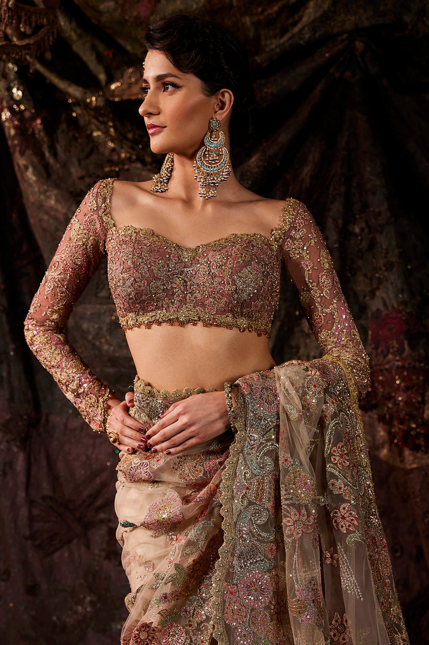 Pale Birch Tulle Saree