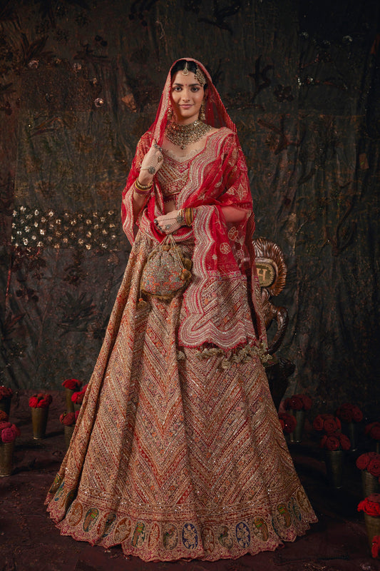 Earthy Red Silk Lehenga