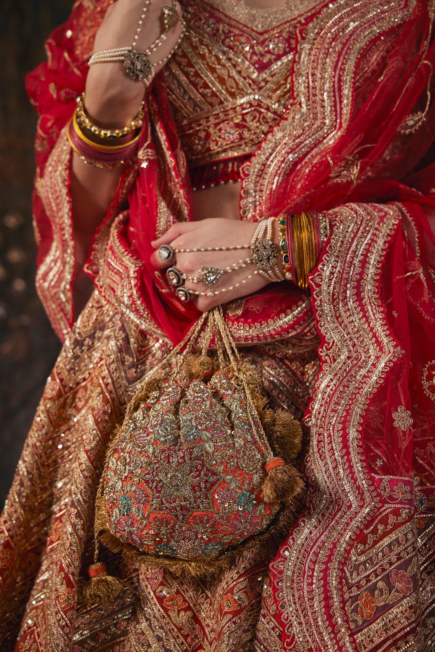An Earthy Red Silk Lehenga