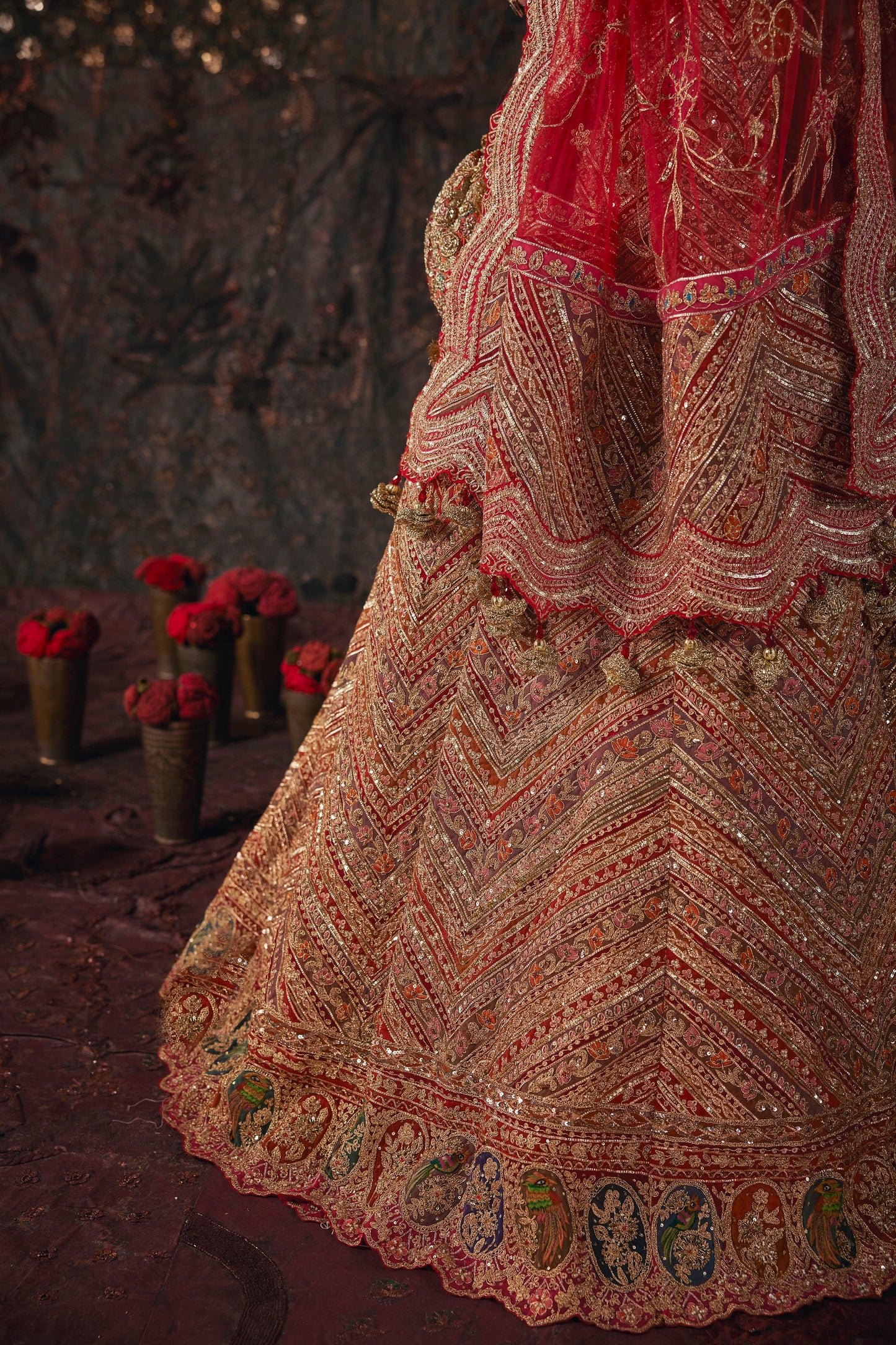 An Earthy Red Silk Lehenga