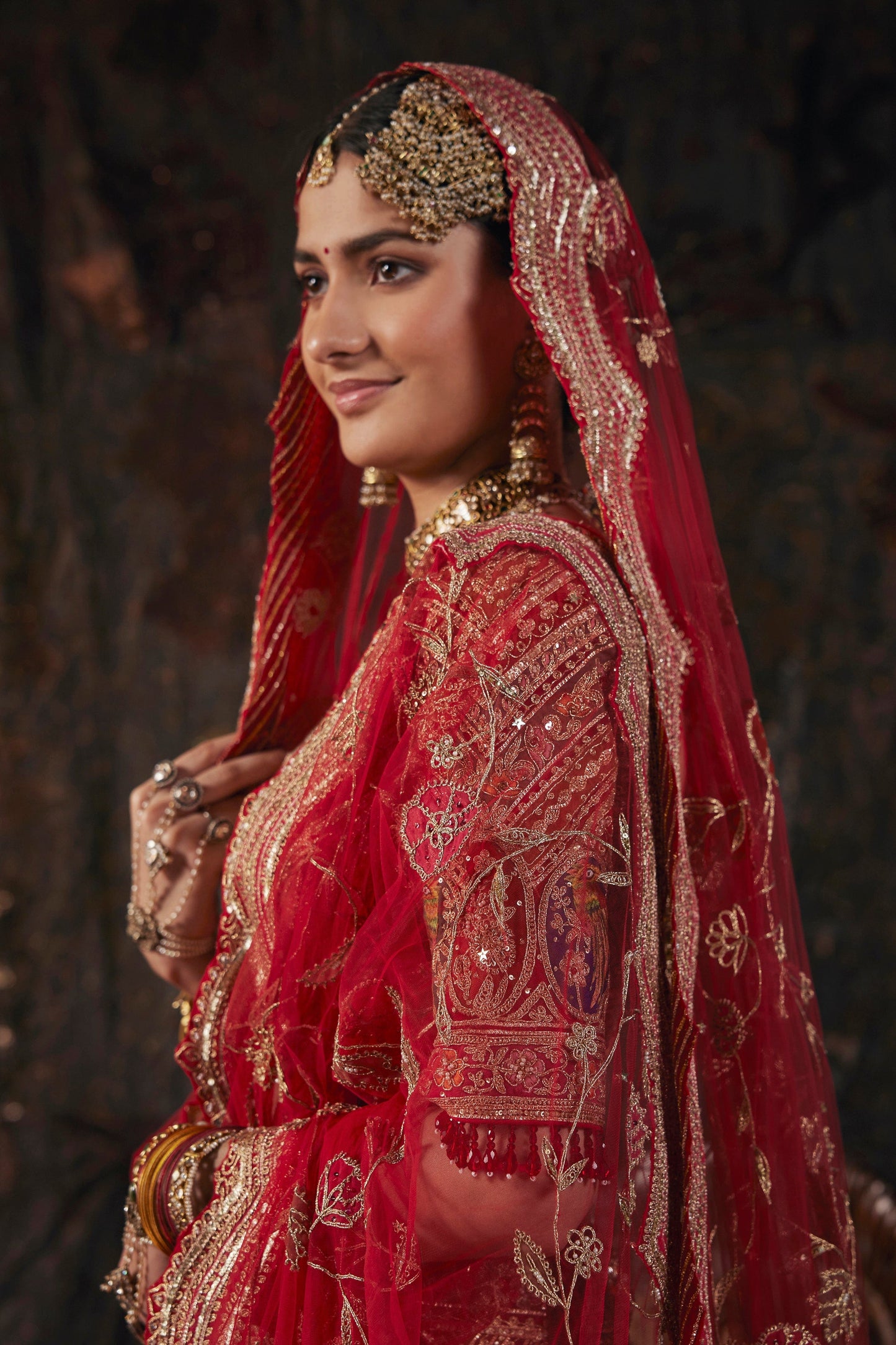 An Earthy Red Silk Lehenga